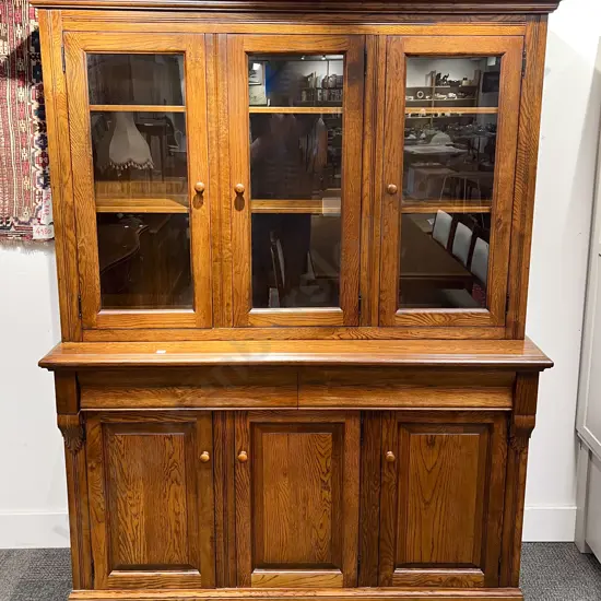 Oak Kitchen Dresser with Glazed Three Door Top