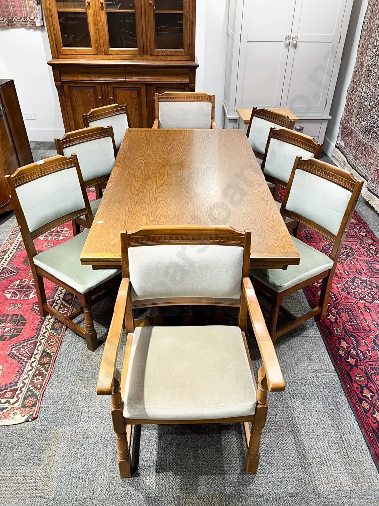 Oak Extension Dining with Eight Chairs Image 1++