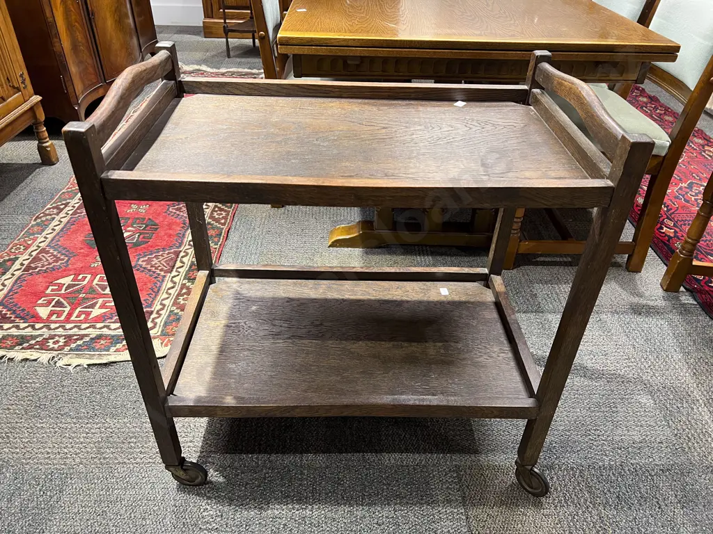 Oak Two Tier Tea Trolley Image 1++