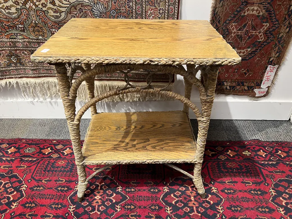 Oak Two Tier Side Table Image 1++