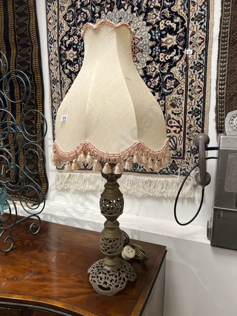 A Pierced Brass Table Lamp Image 1++