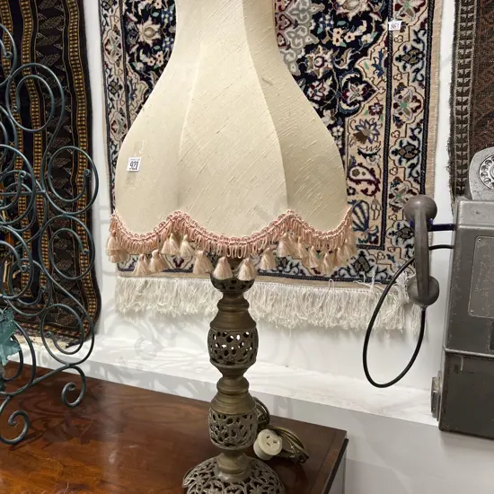 A Pierced Brass Table Lamp