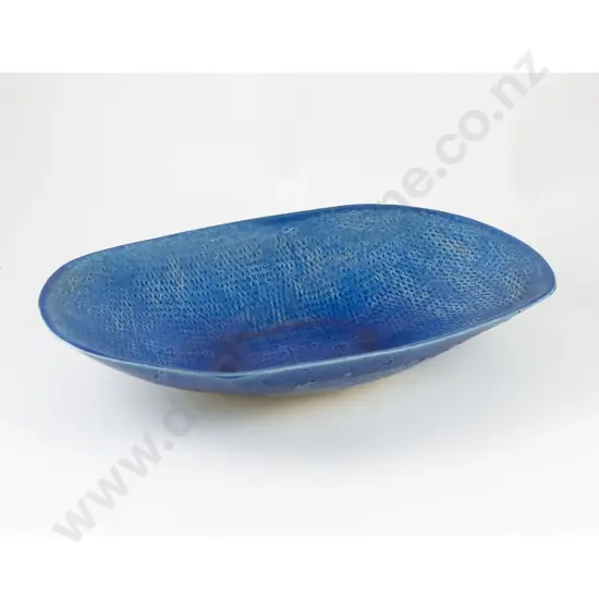 Len Castle Blue Glaze Press-Moulded Bowl