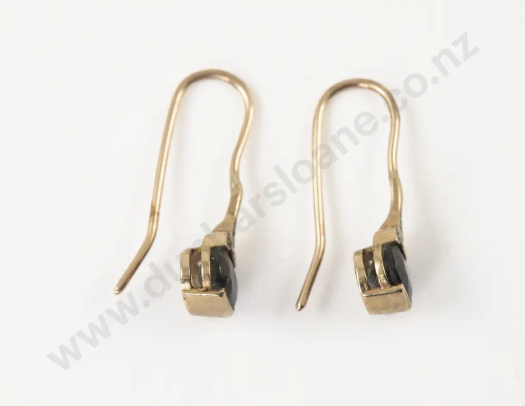 Pair 9ct Four Stone Sapphire and Diamond Pendant Drop Earrings Image 1++
