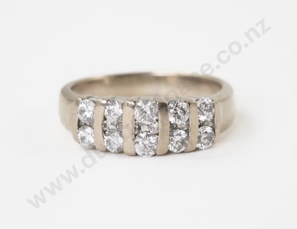 14ct White Gold 20Stone Diamond Band Ring Image 1++