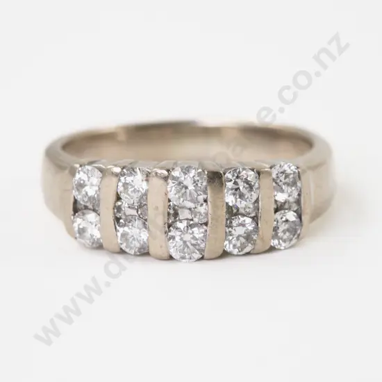 14ct White Gold 20Stone Diamond Band Ring