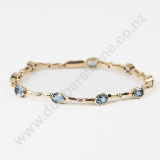 18ct 18Stone Aquamarine and Diamond Bracelet