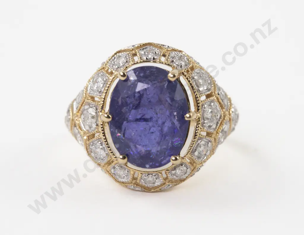 14ct 23Stone Tanzanite and Diamond Cluster Ring Image 1++