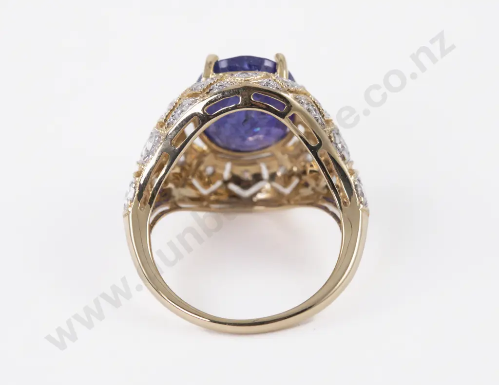 14ct 23Stone Tanzanite and Diamond Cluster Ring Image 1++