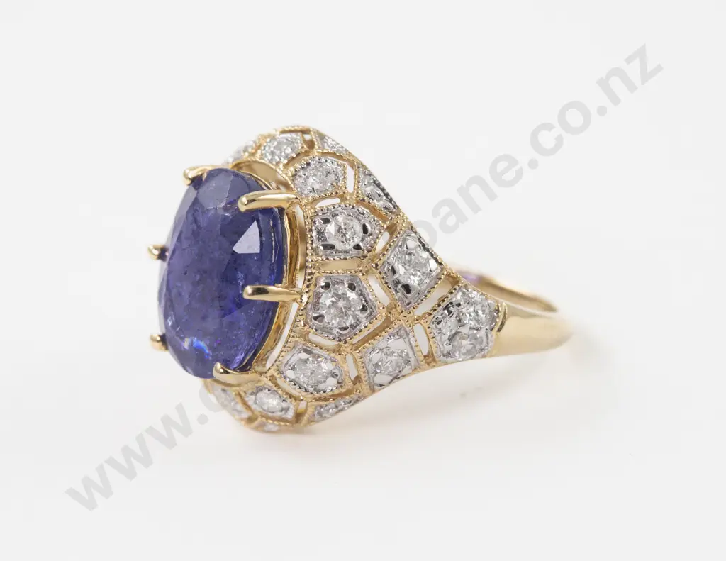 14ct 23Stone Tanzanite and Diamond Cluster Ring Image 1++