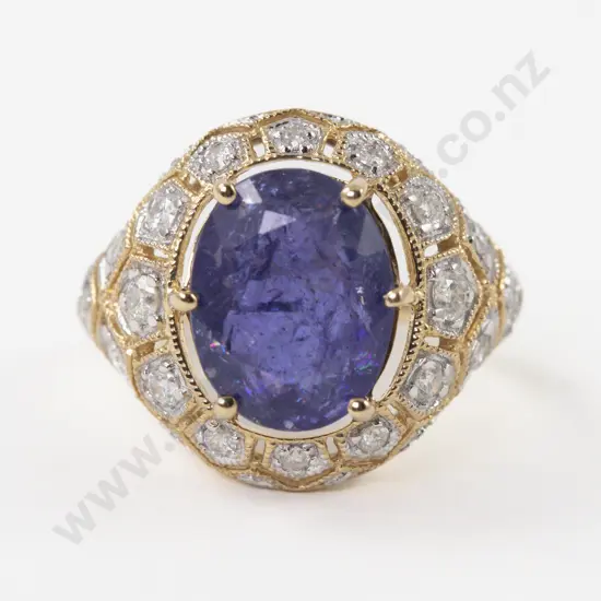 14ct 23Stone Tanzanite and Diamond Cluster Ring