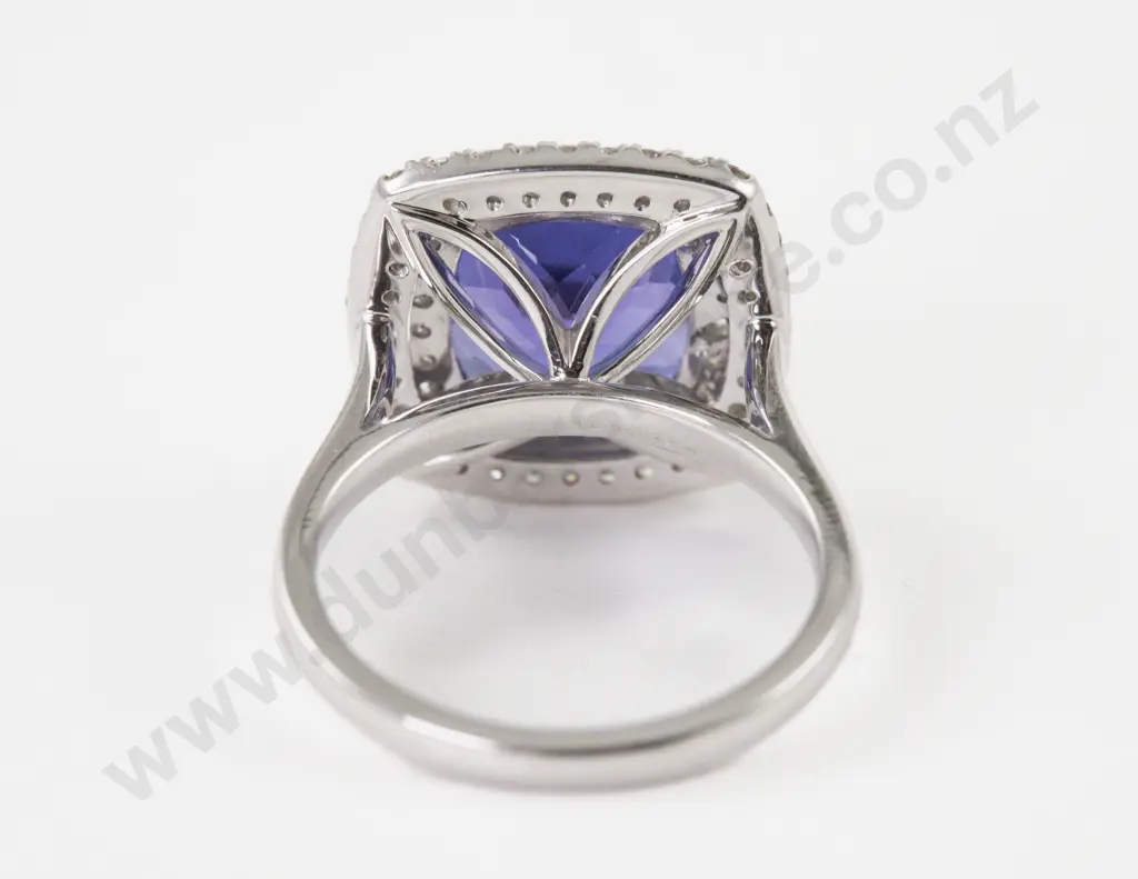18ct White Gold 63Stone Tanzanite and Diamond Cluster Ring Image 1++