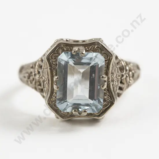 14ct Yellow and White Gold Single Stone Topaz Dress Ring