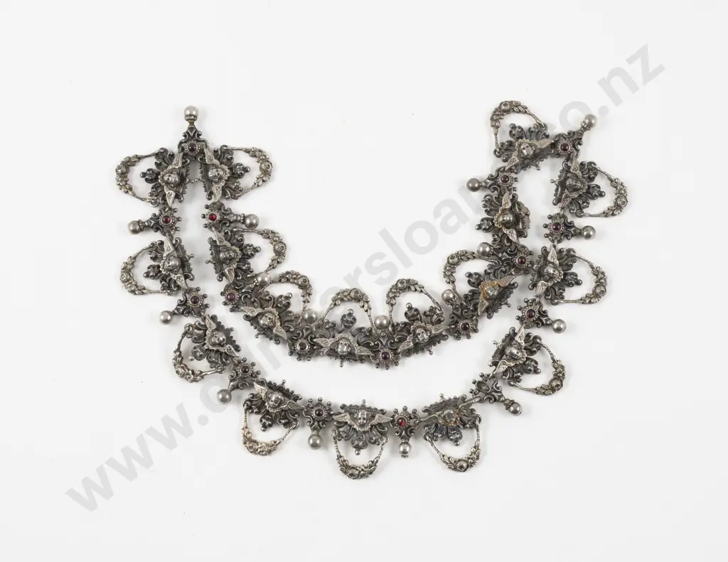 Antique Silver Cherub Fancy Necklace Image 1++