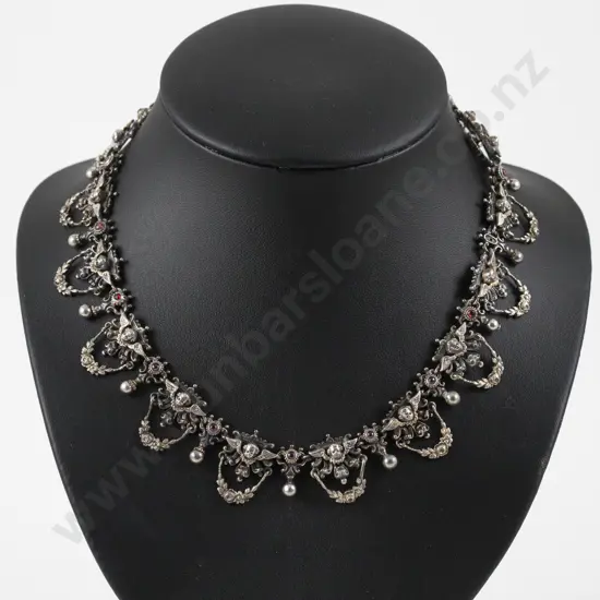 Antique Silver Cherub Fancy Necklace