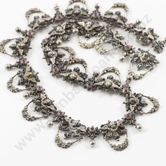 Antique Silver Cherub Fancy Necklace