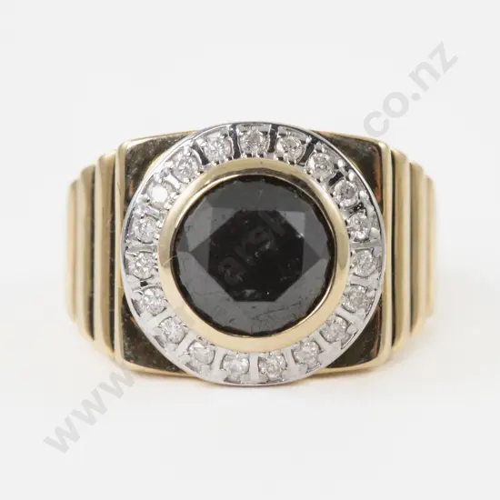 14ct 20Stone Black and White Diamond Ring