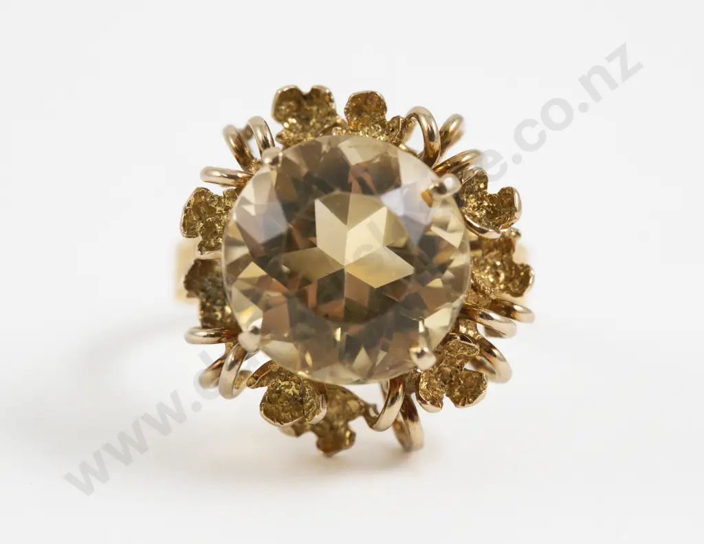 14ct Single Stone Citrine Dress Ring Image 1++