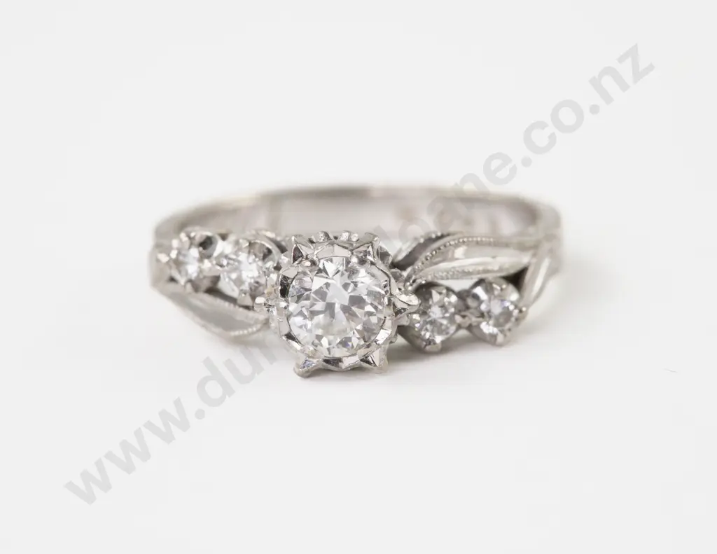 18ct White Gold Five Stone Diamond Ring Image 1++