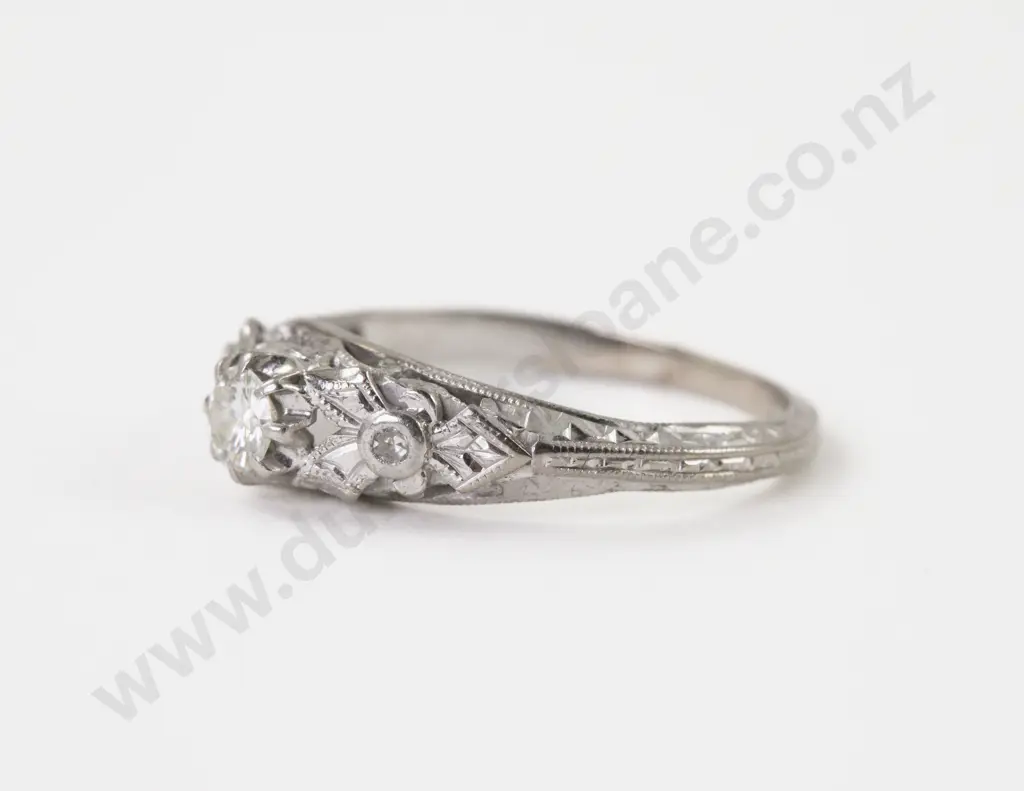 18ct and Platinum Solitaire Diamond Ring Image 1++