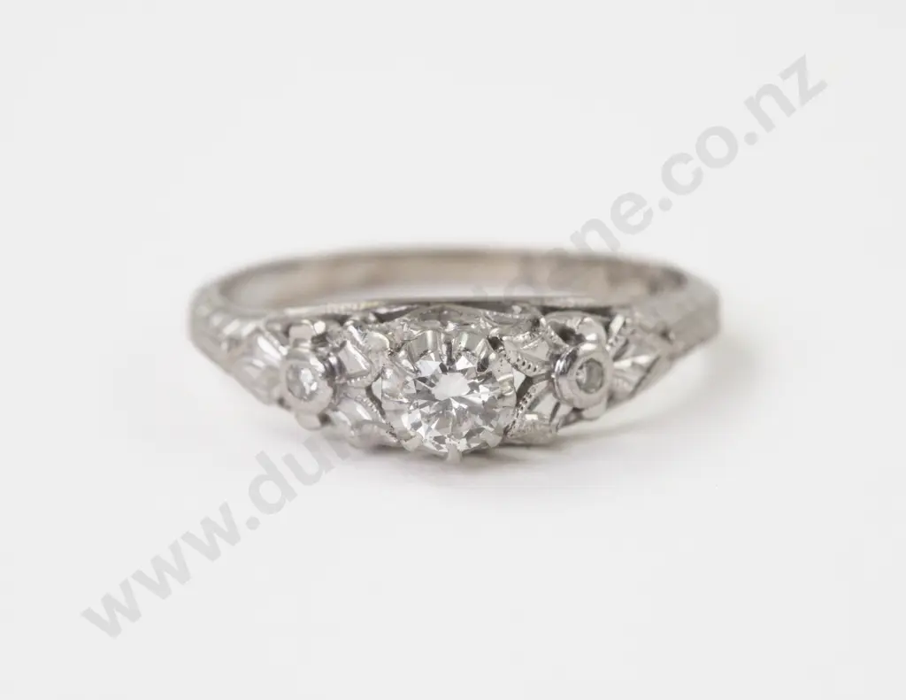 18ct and Platinum Solitaire Diamond Ring Image 1++