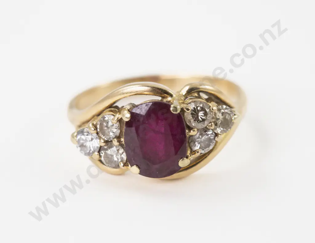 18ct Seven Stone Ruby and Diamond Ring Image 1++