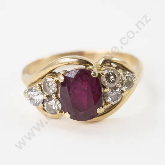 18ct Seven Stone Ruby and Diamond Ring