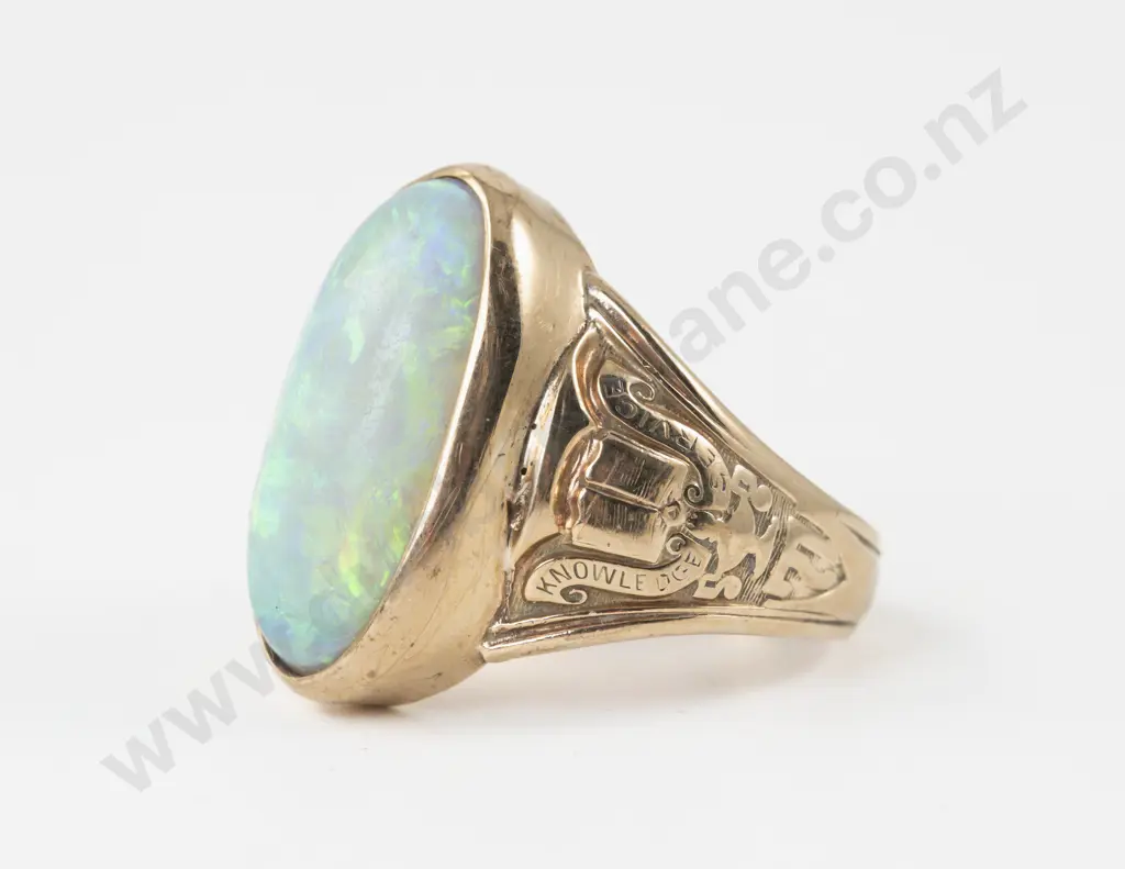 10ct Single Stone Opal Signet Ring Image 1++