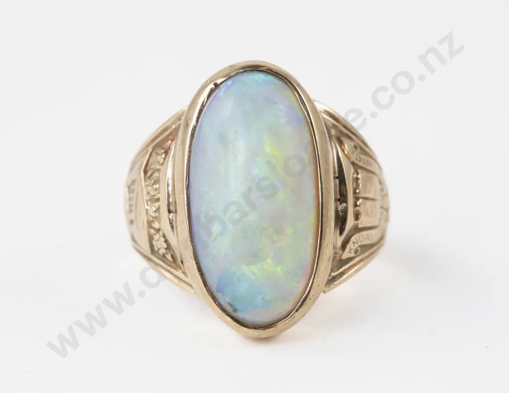 10ct Single Stone Opal Signet Ring Image 1++