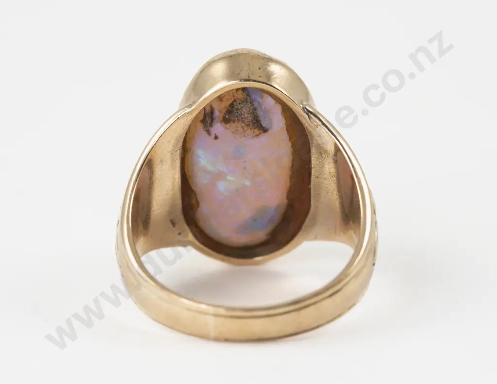 10ct Single Stone Opal Signet Ring Image 1++