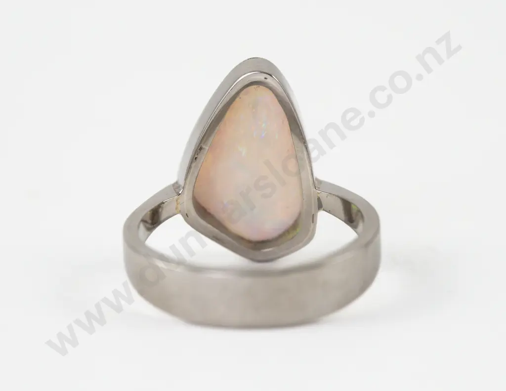NZ Jeweller Tony Williams 18ct White Gold Single Opal Ring Image 1++