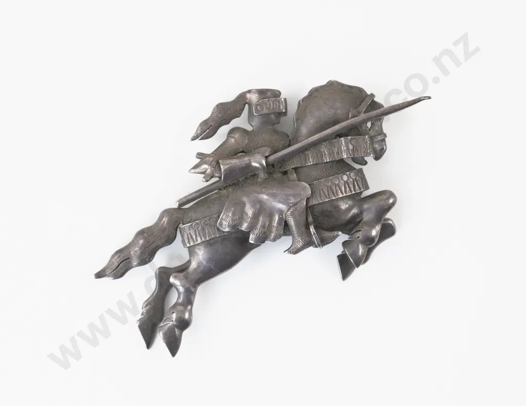 NZ Tony Buller S/S Medieval Jousting Knight Brooch Image 1++