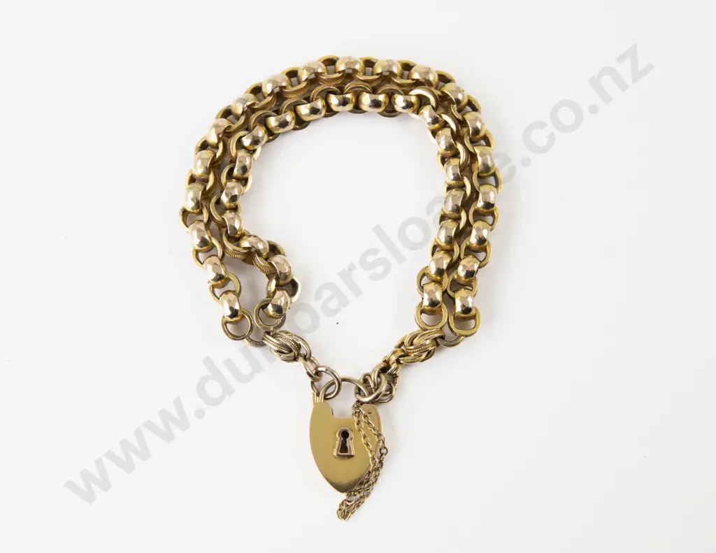 9ct Fancy Curb Link Double Chain Bracelet Image 1++