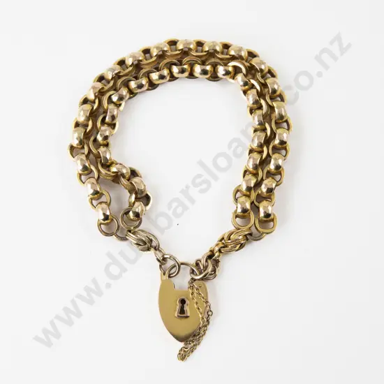 9ct Fancy Curb Link Double Chain Bracelet