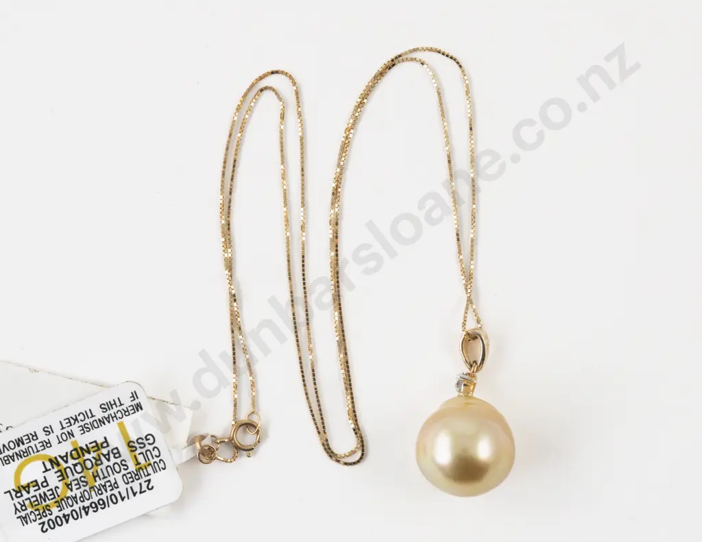 Macy & CO. New York Single Baroque Pearl and Diamond Pendant Image 1++