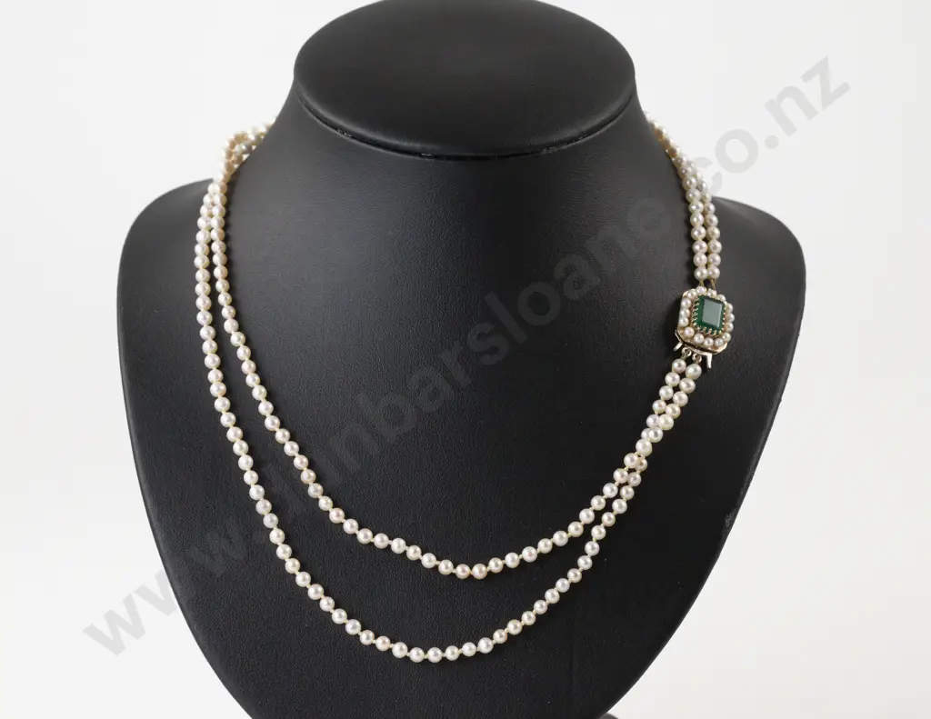 Double Strand Uniform Fresh Water Pearl Necklace Image 1++