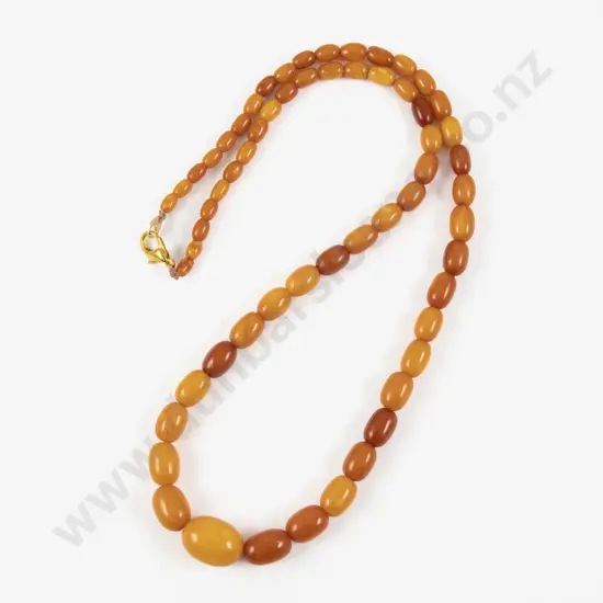 Vintage Single Strand Graduated Amber Bead Necklace