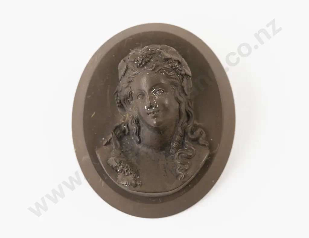 Victorian Vulcanite High Relief Classical Portrait Brooch Image 1++
