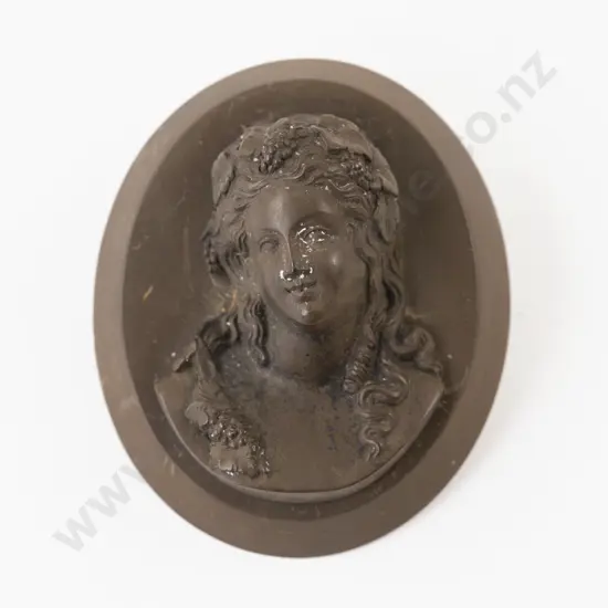 Victorian Vulcanite High Relief Classical Portrait Brooch
