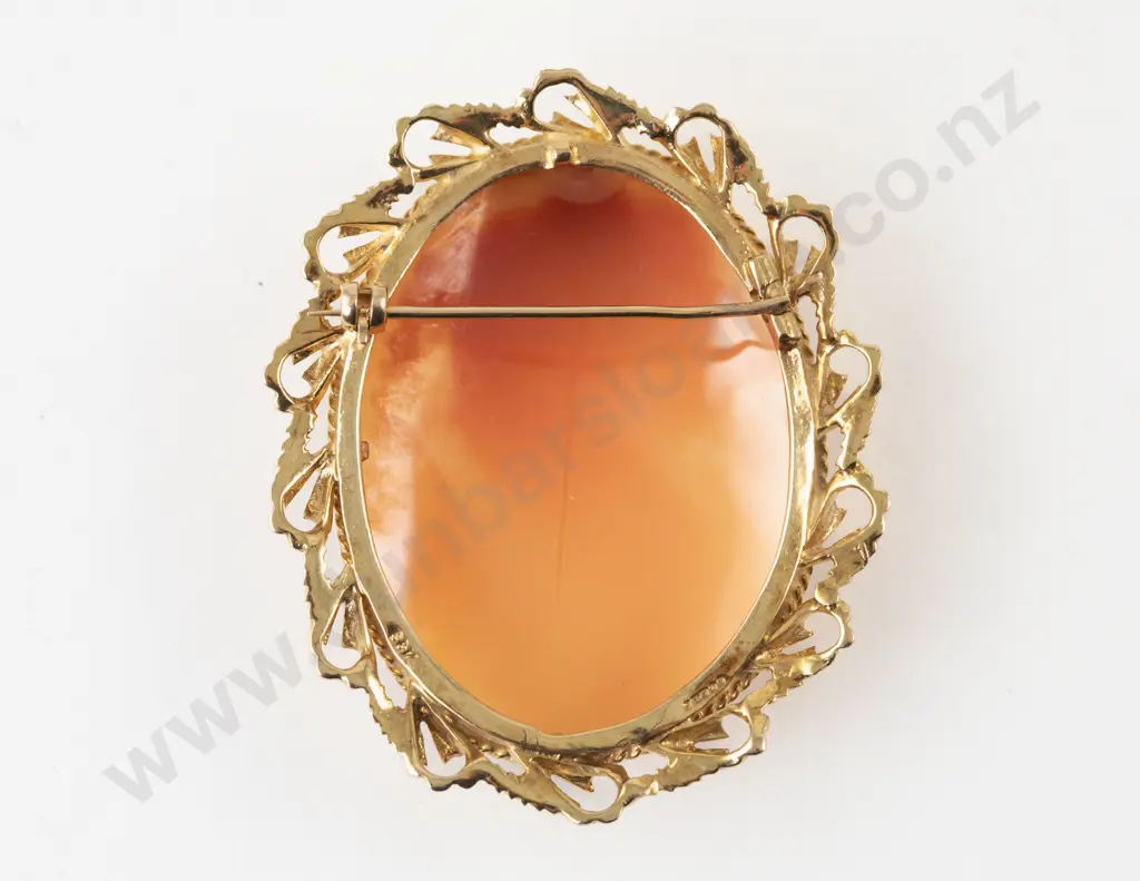 9ct Framed Large Classical Portrait Cameo Brooch Image 1++