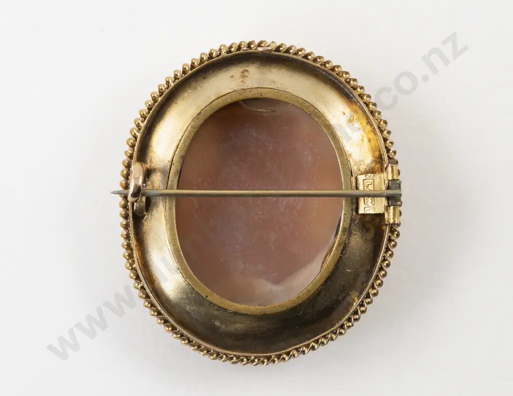 Victorian 15ct Framed Classical Portrait Cameo Brooch Image 1++