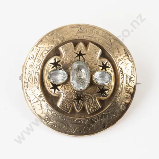 Victorian Gold Plated Fancy Circular Target Brooch
