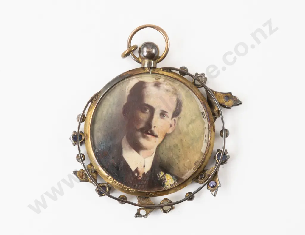 Victorian 9ct Sapphire and Seed Pearl Double Sided Photo Locket Pendant Image 1++