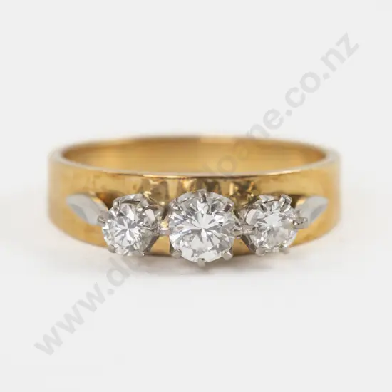 18ct Three Stone Diamond Band Ring