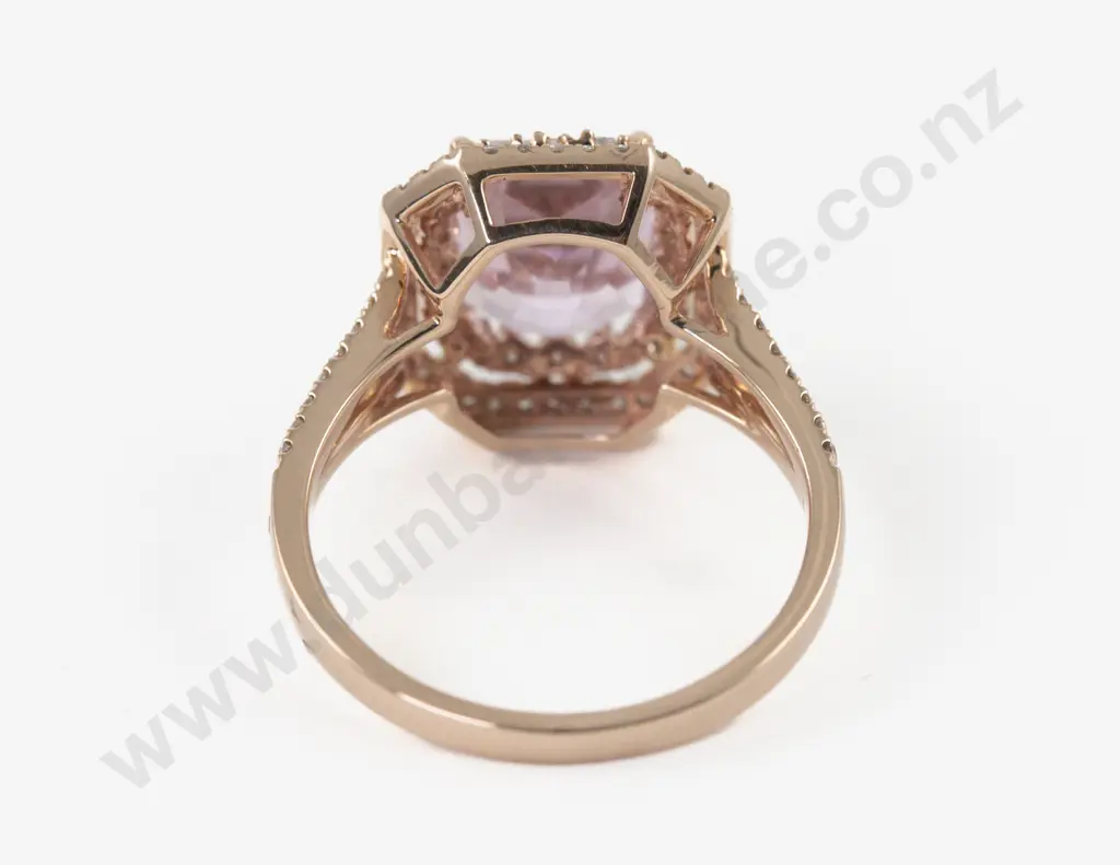 14ct Rose Gold 91Stone Kunzite and Diamond Cluster Ring Image 1++