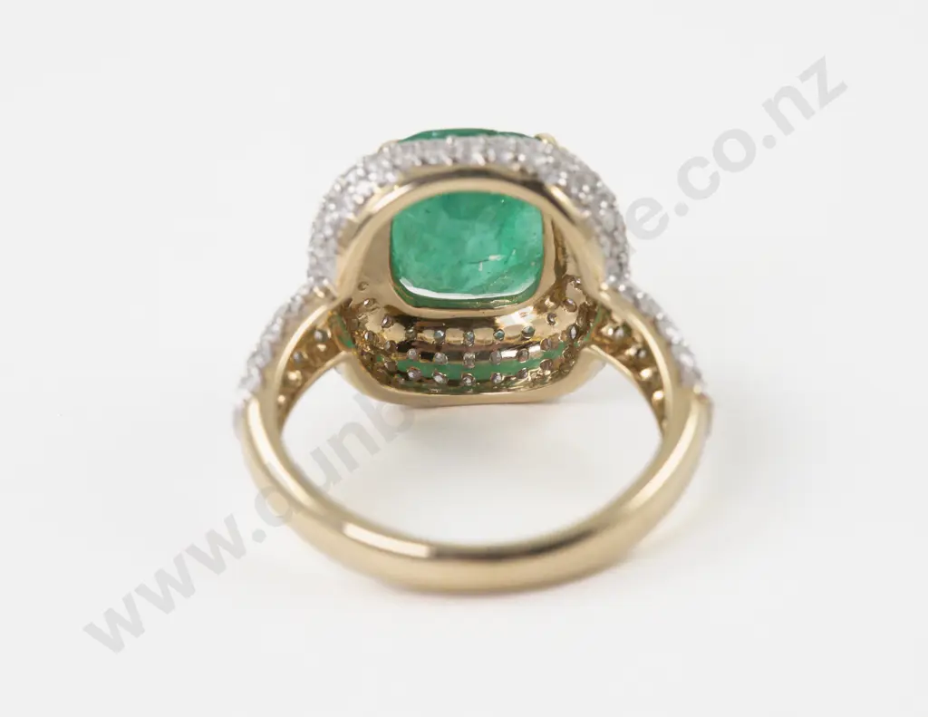 14ct 157Stone Emerald and Diamond Cluster Ring Image 1++