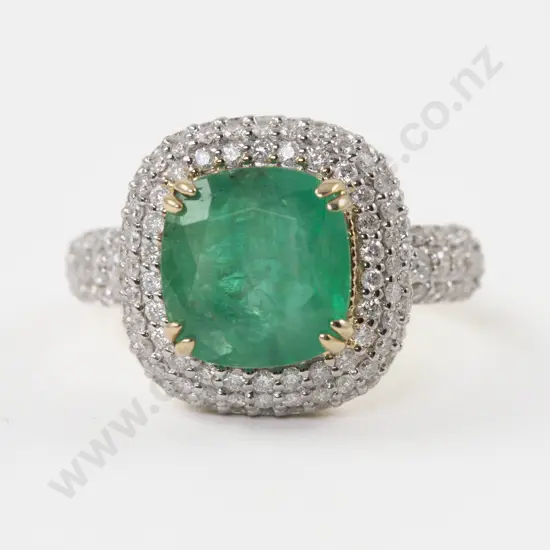 14ct 157Stone Emerald and Diamond Cluster Ring
