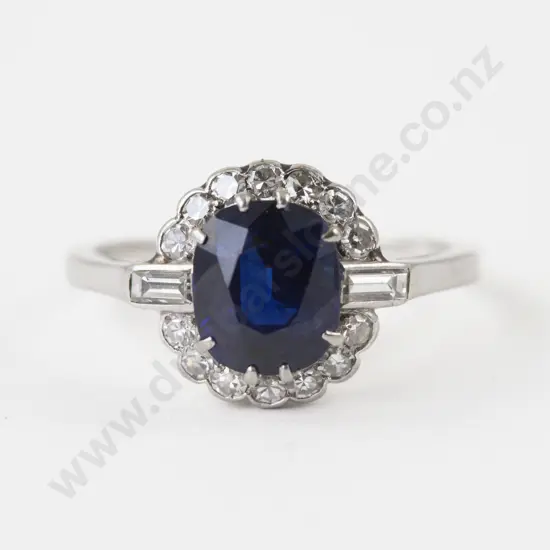 All Platinum 17Stone Sapphire and Diamond Cluster Ring
