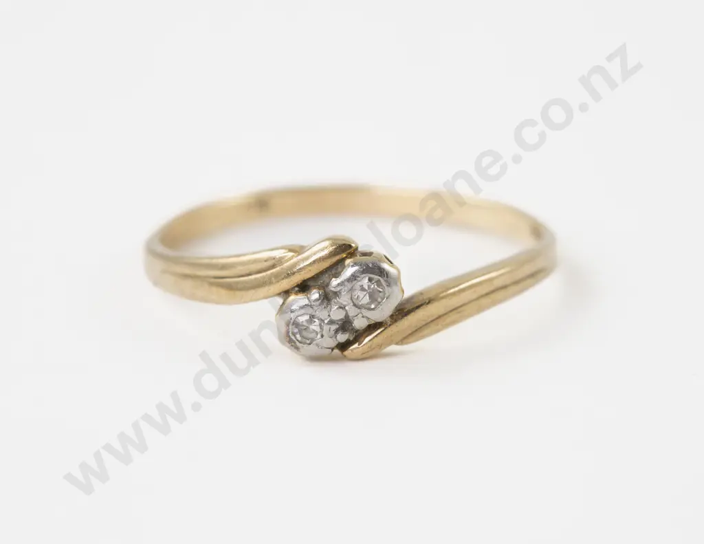 9ct Two Stone Diamond Band Ring Image 1++