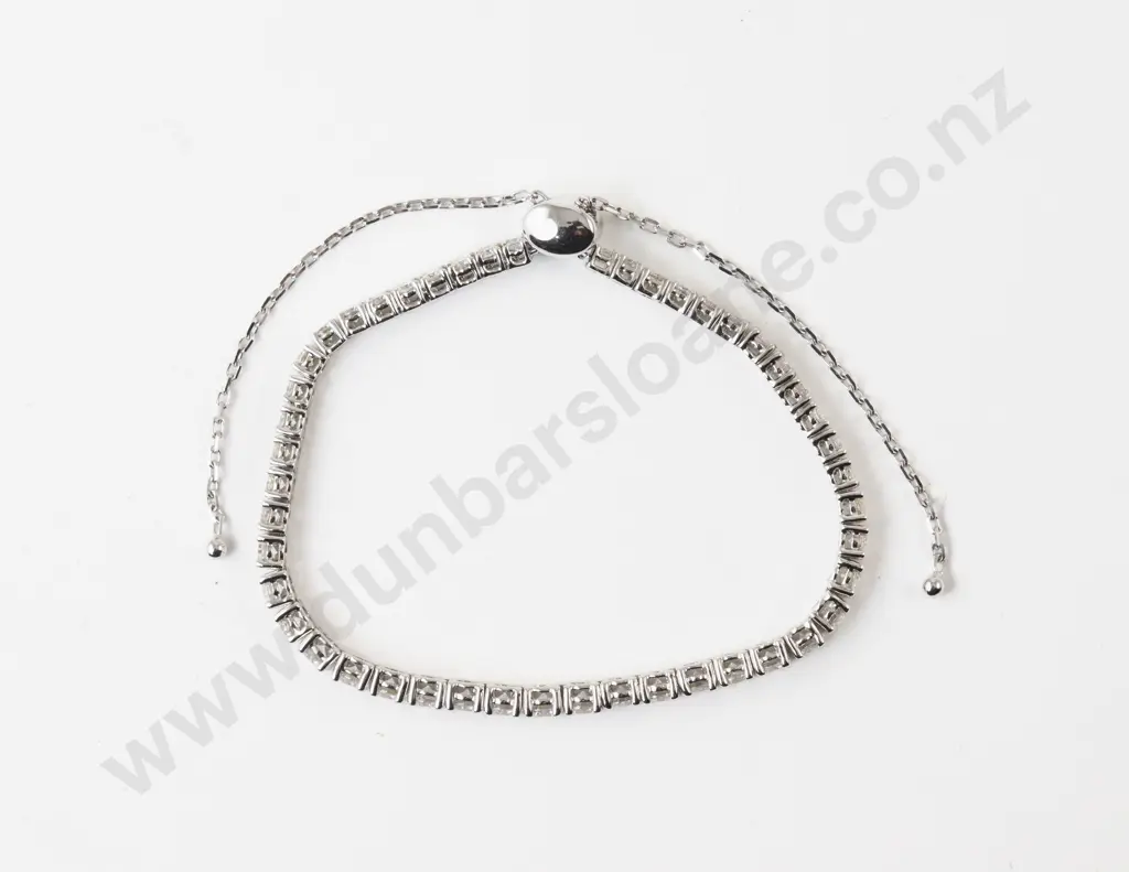 14ct White Gold Modern 47Stone Diamond 'Bolo' Bracelet Image 1++